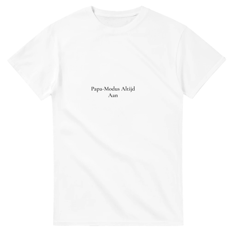 Wit T-shirt met zwarte tekst Papa-Modus Altijd Aan