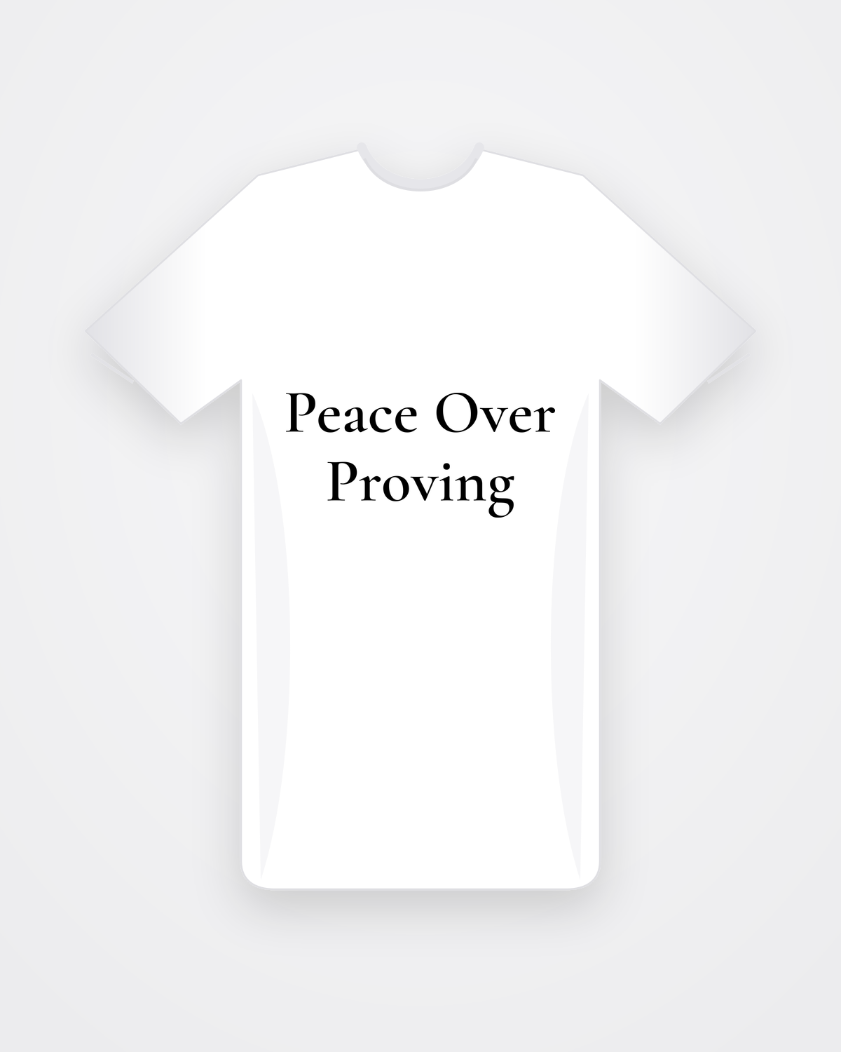 Wit T-shirt met zwarte tekst Peace Over Proving