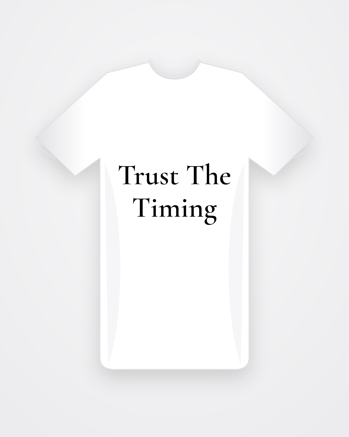 Wit T-shirt met zwarte tekst Trust The Timing