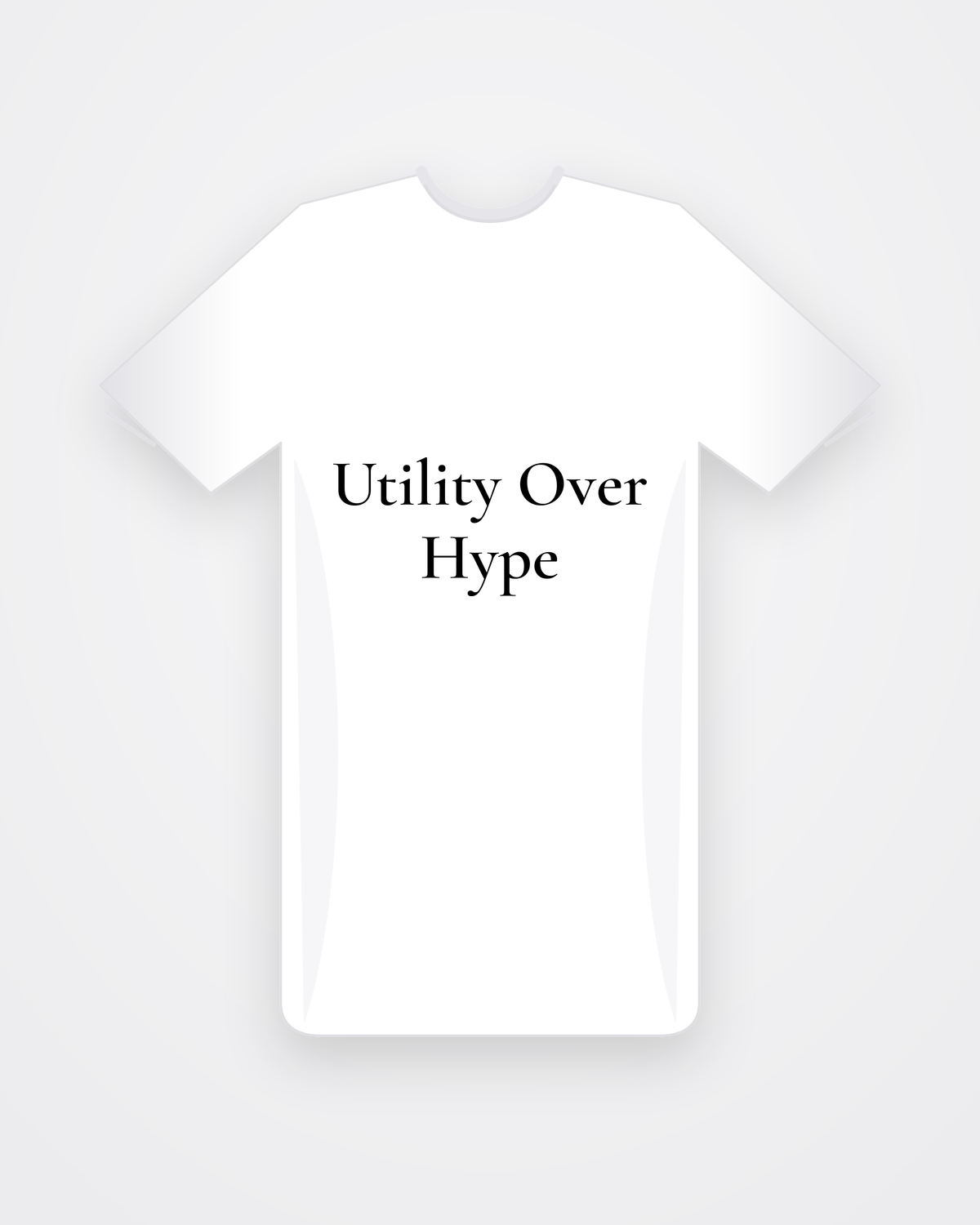 Wit T-shirt met zwarte tekst Utility Over Hype
